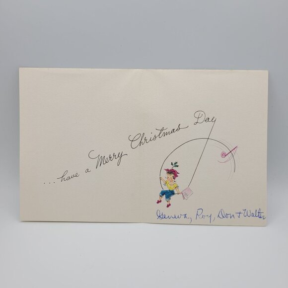 Hallmark Vintage Christmas Greeting Card 1947 Blue Jean Illustration Delight 40s - Picture 2 of 5